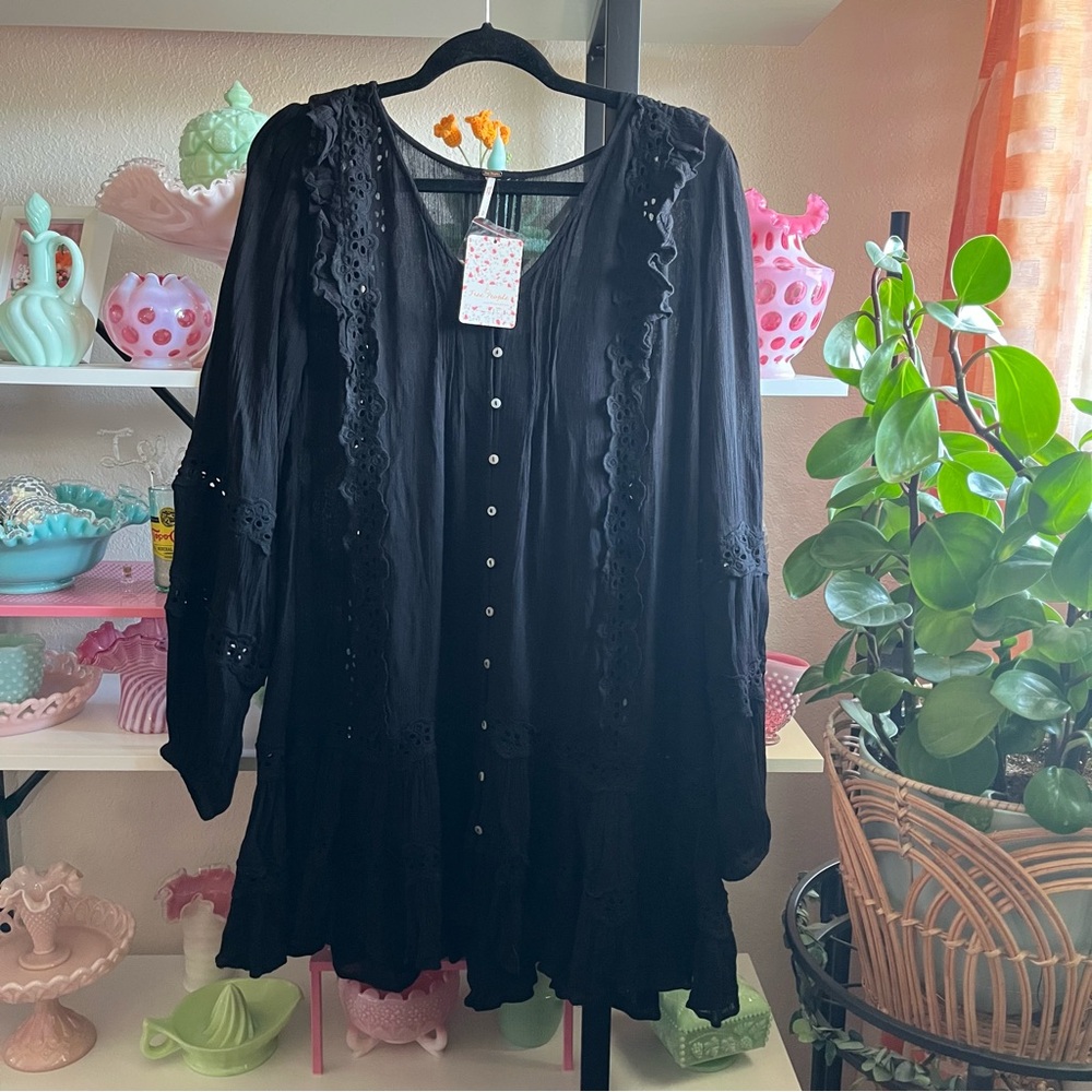 Free People snow angel black mini dress